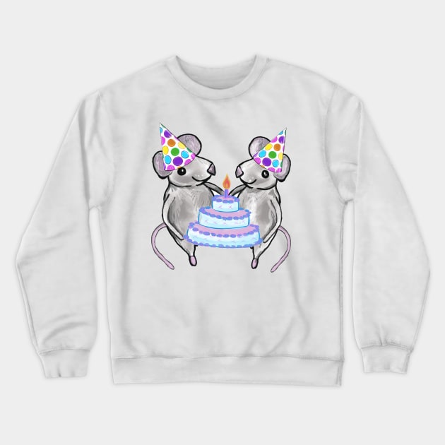 Happy Birthday Mice Crewneck Sweatshirt by drknice